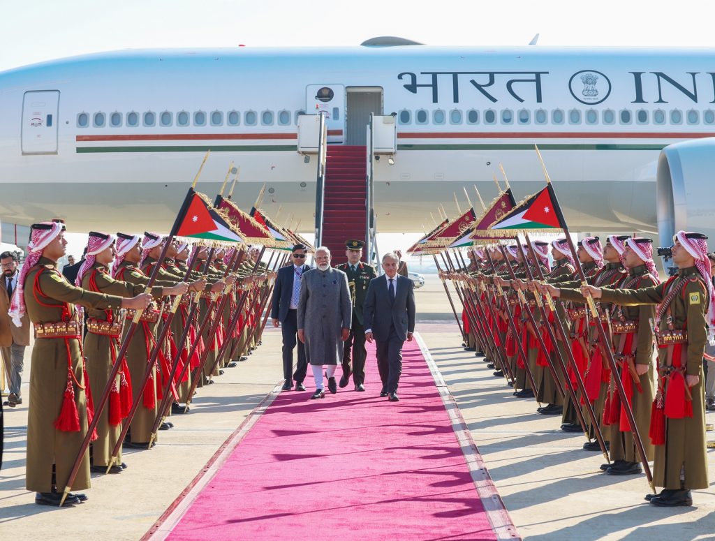 Modi reaches Jordan